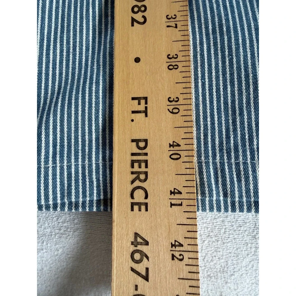 High Rise Pinstripe Wide Leg Jeans Blue White Indie Coastal Cowgirl Skater Denim